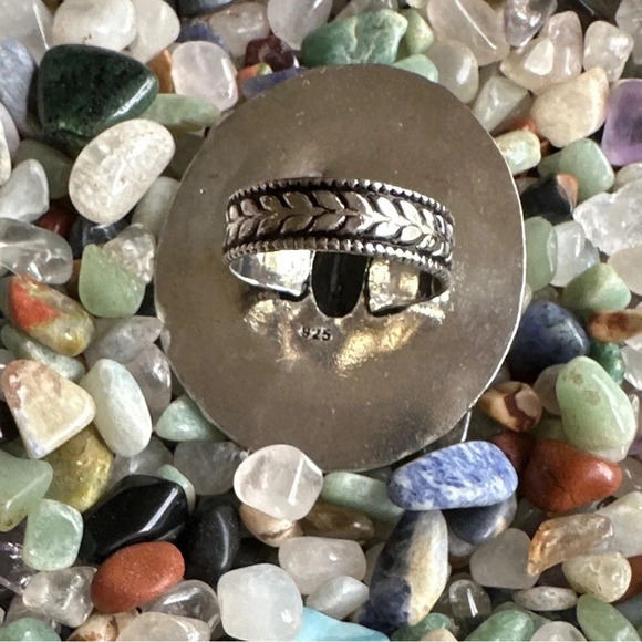 Black Agate  Victorian statement cocktail ring/cleansing and protection crystal - Picture 2 of 8